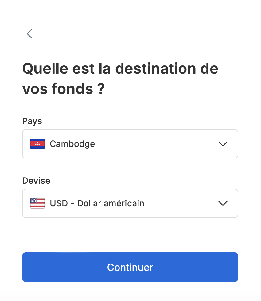 Choisir pays et devise